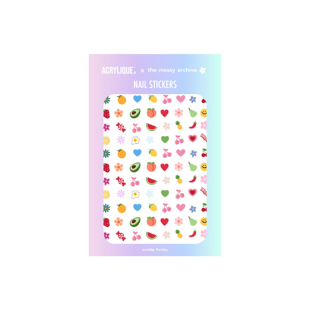 The Messy Archive x ACRYLIQUE Sunday Funday Nail Sticker Pack